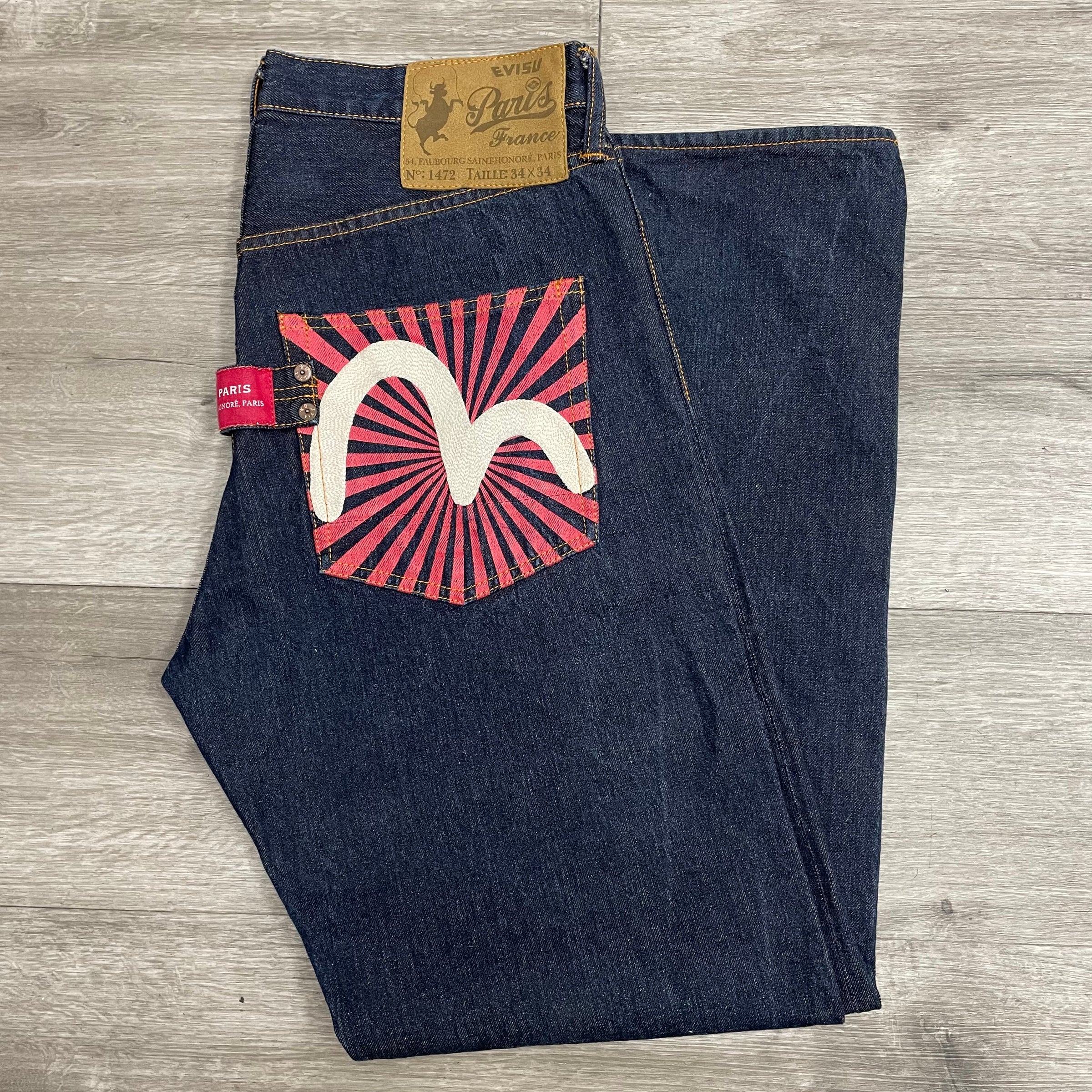 Evisu Paris Rising Sun Jeans Size 34x34 $200 | Archived SF