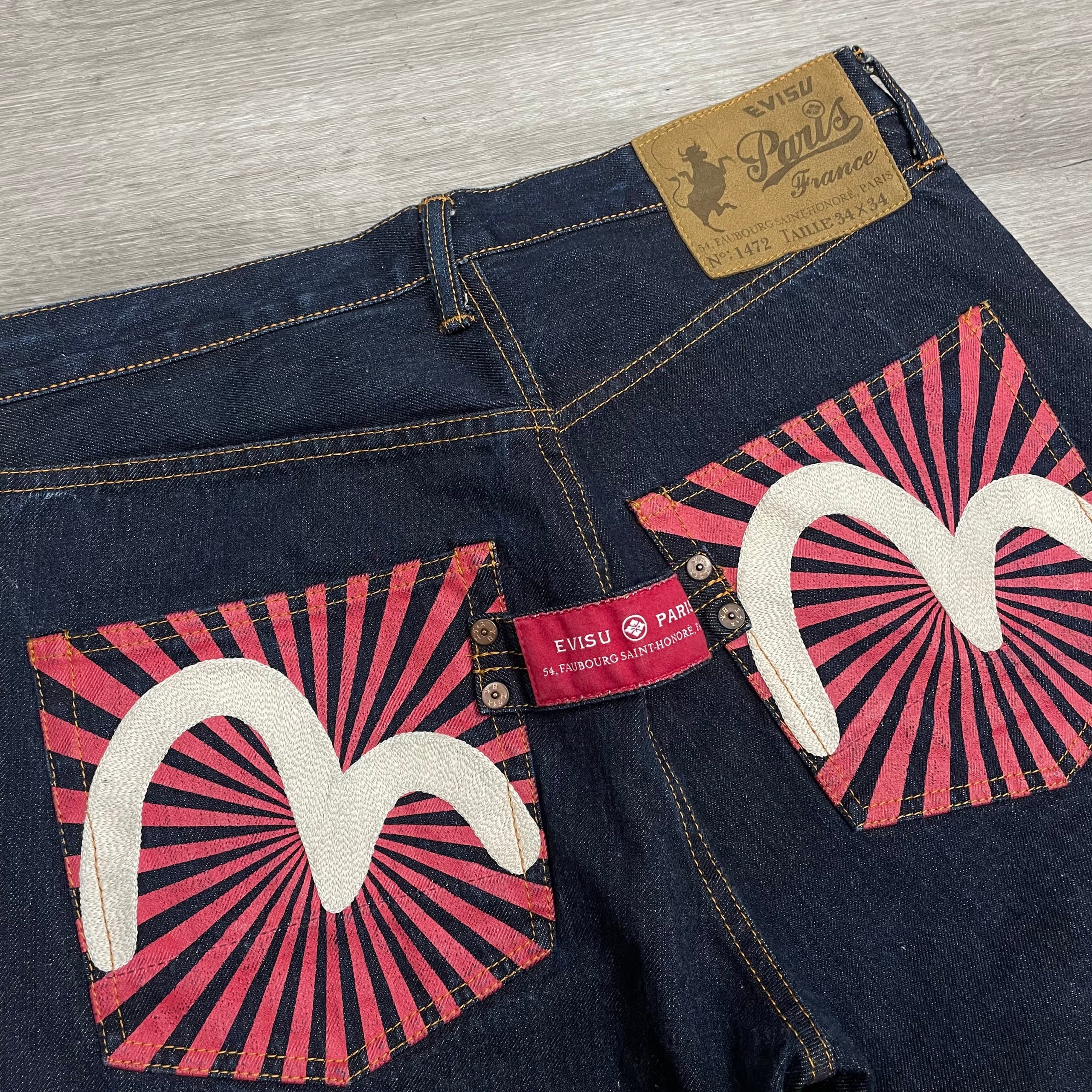 Evisu Paris Rising Sun Jeans Size 34x34 $200