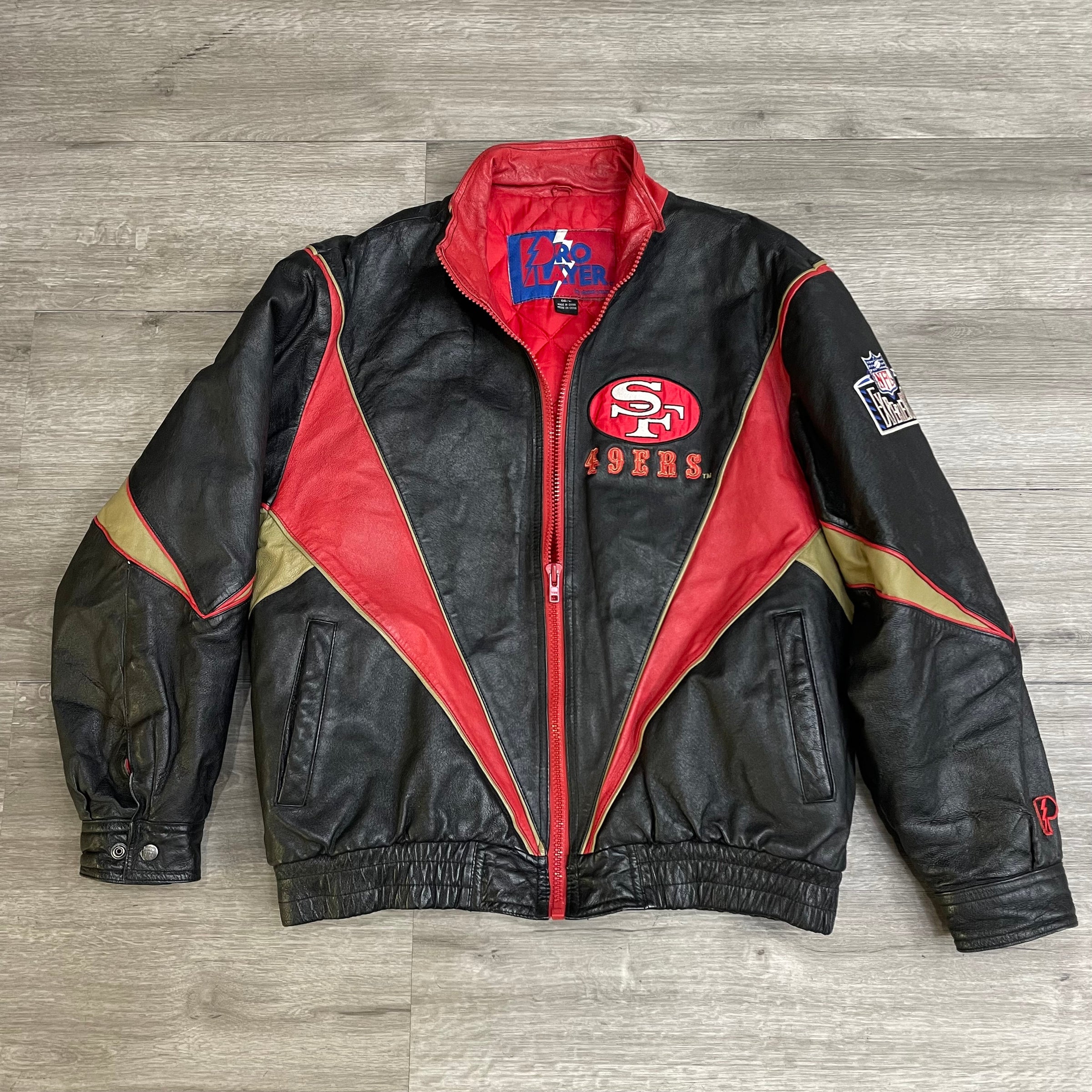 VTG '90S S.F. 49ERS LEATHER/SATIN JACKET