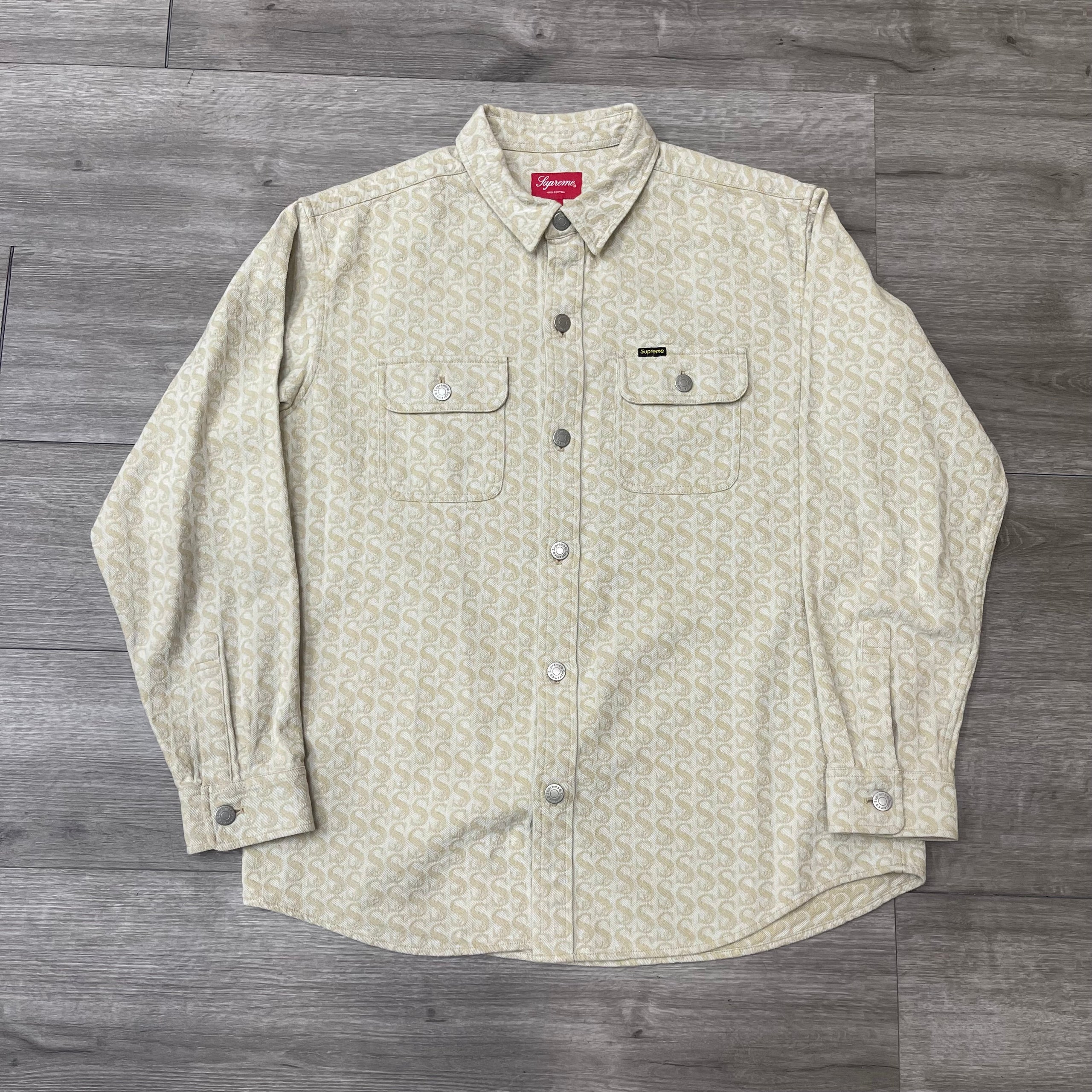 Supreme Monogram Denim Shirt Tan Size Large $120 | Archived SF