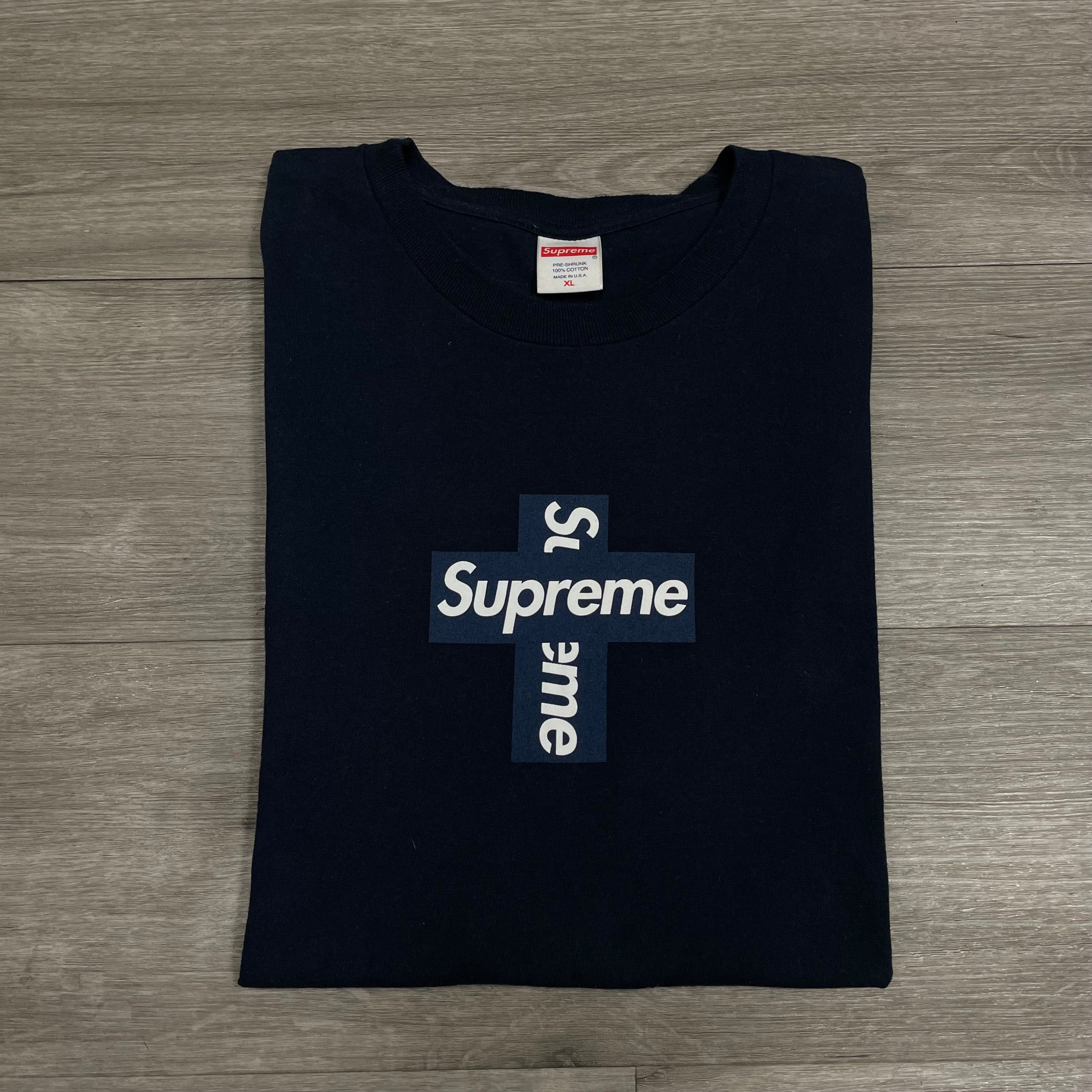 Supreme FW20 Cross Box Logo Navy Tee Size XL $80 | Archived SF
